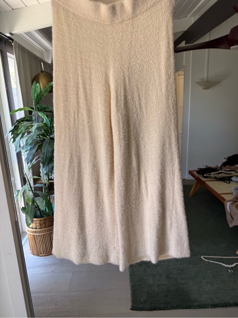 Cozy Cream Knit Maxi Skirt - Soft Wide-Leg Silhouette